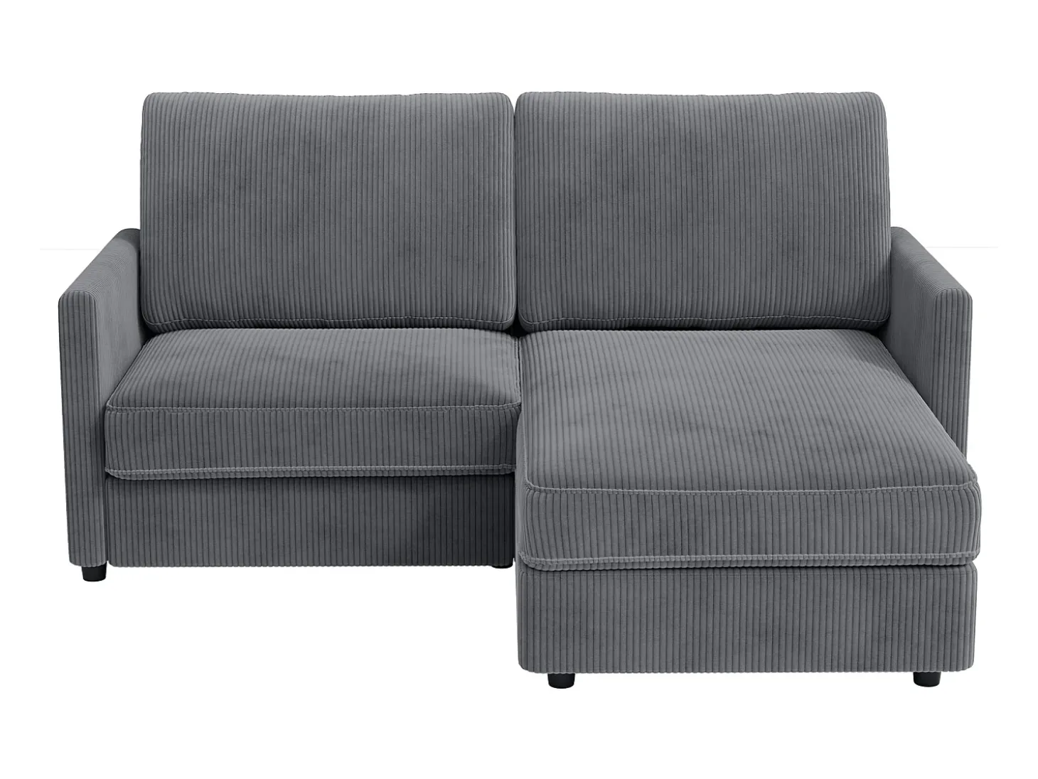 Sofá de esquina de 2 salas - ángulo reversible derecho / izquierda - 180x140x86cm - en tela de terciopelo acanalado - carga máxima de 300 kg - gris antracita
