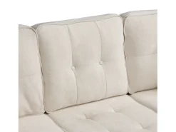 Sofá de esquina en L 3 plazas - con 2 cojines - Pouf removible - Tela chenille - Beige