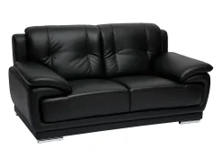 Sofá de piel de búfalo de diseño 2 plazas negro TAMARA