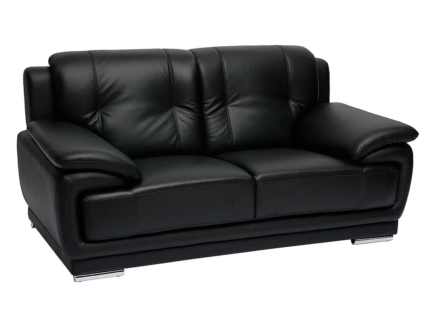 Sofá de piel de búfalo de diseño 2 plazas negro TAMARA