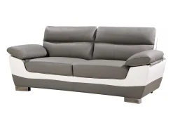 Sofá de piel reconstituido / PVC Dallas - 3 plazas Gris/Blanco