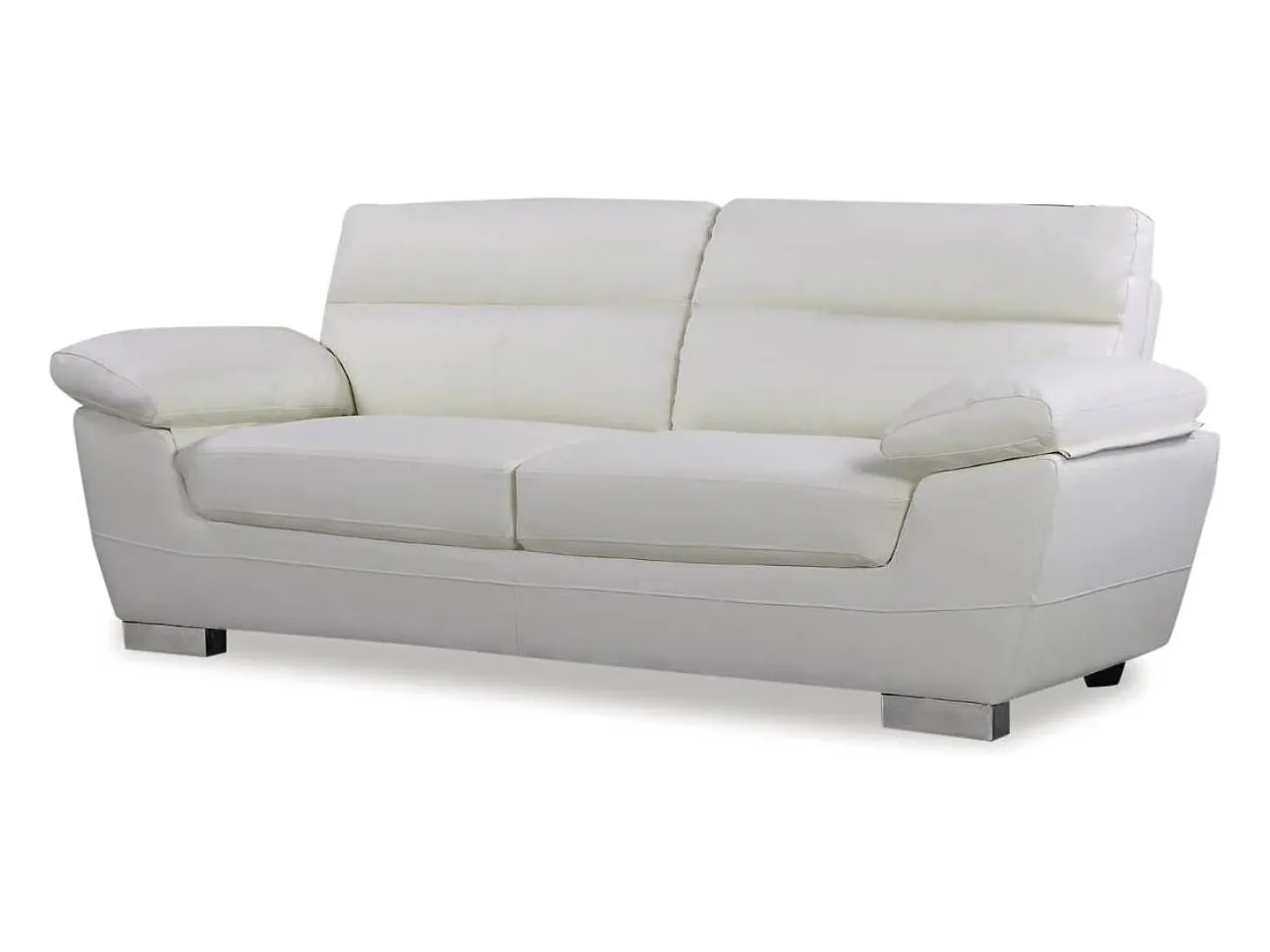 Sofá de piel reconstituido/PVC "Dallas" - 3 plazas - Blanco