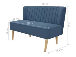 Sofá de tela azul 117x55,5x77 cm