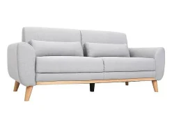 Sofá diseño 3 plazas tejido gris claro patas roble EKTOR