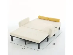 Sofá doble de pana, sillón relax con espacio de almacenamiento, color marfil