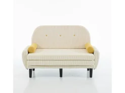 Sofá doble de pana, sillón relax con espacio de almacenamiento, color marfil