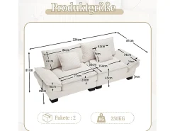 Sofá doble moderno y sencillo - 224 x 81 x 81 cm - con edredón - terciopelo - beige