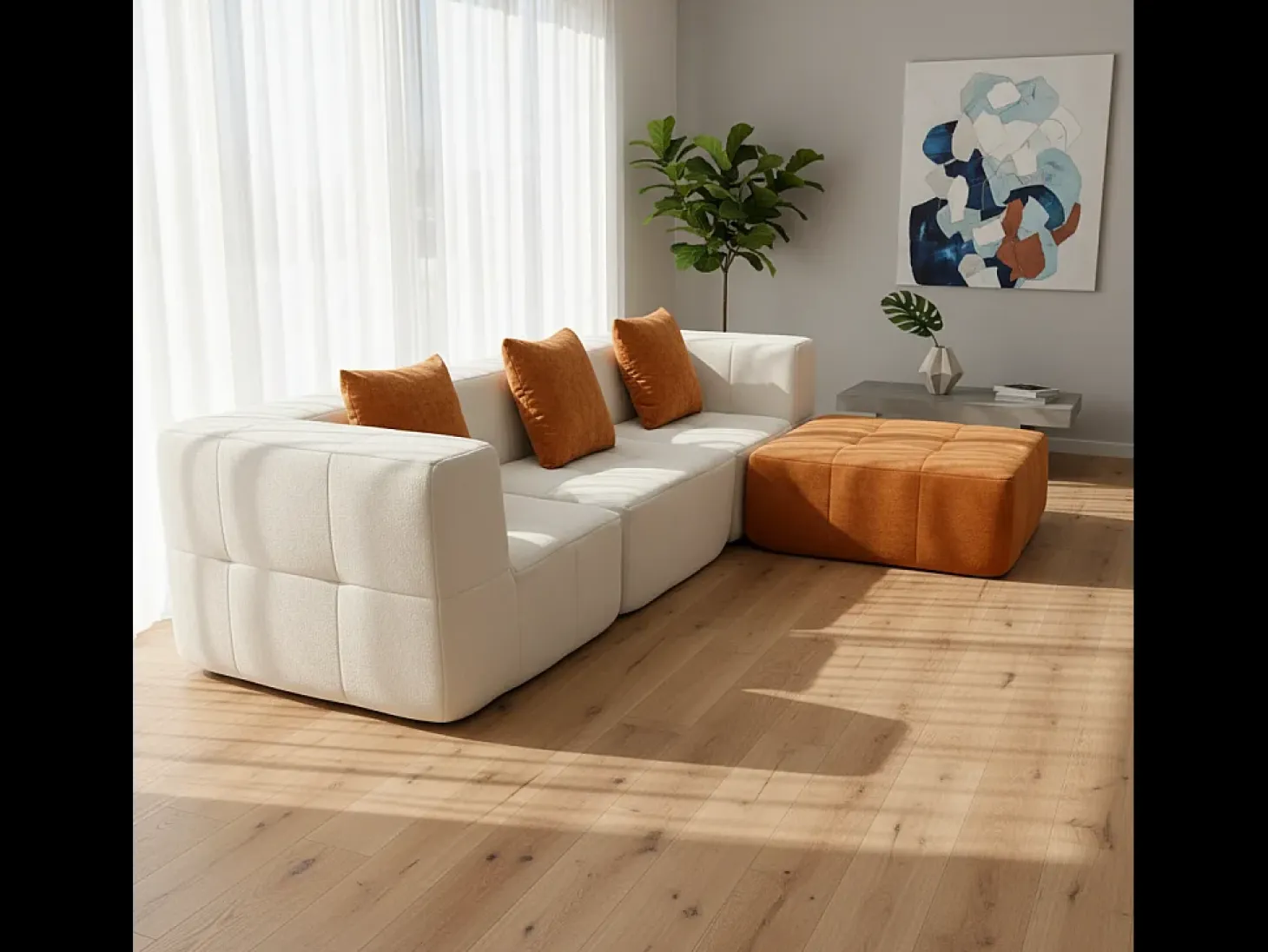 Sofá Eden Completo 3 plazas - blanco naranja