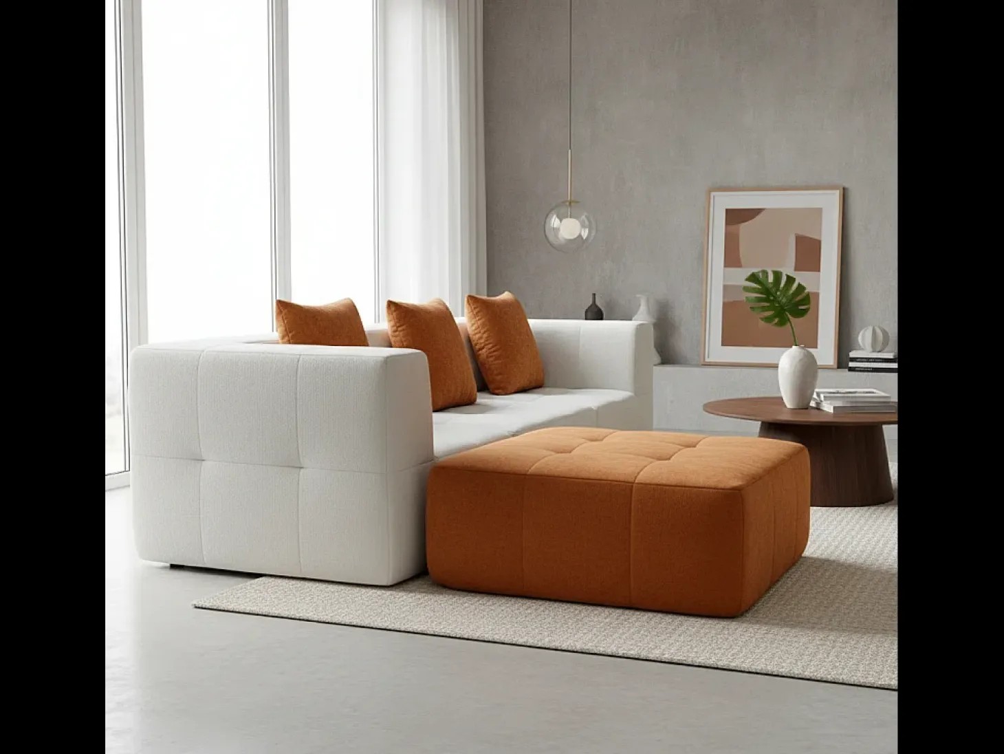 Sofá Eden Completo 3 plazas - blanco naranja
