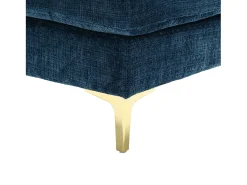 Sofá en forma de U de chenilla azul, tapizado con cojines y cojines decorativos - para salón y dormitorio