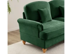 Sofá Esquina Modular 3 Plazas Chenille - Funda Extraíble y Puf Móvil - 272x140x93cm - Verde