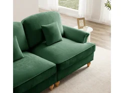 Sofá Esquina Modular 3 Plazas Chenille - Funda Extraíble y Puf Móvil - 272x140x93cm - Verde