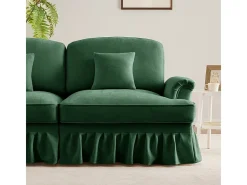 Sofá Esquina Modular 3 Plazas Chenille - Funda Extraíble y Puf Móvil - 272x140x93cm - Verde