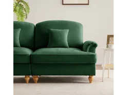 Sofá Esquina Modular 3 Plazas Chenille - Funda Extraíble y Puf Móvil - 272x140x93cm - Verde