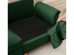 Sofá Esquina Modular 3 Plazas Chenille - Funda Extraíble y Puf Móvil - 272x140x93cm - Verde