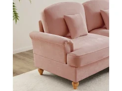 Sofá Esquina Modular 4 Plazas en U - Chenille - Funda Extraíble y 2 Pufs - 350x140x93cm - Rosa