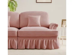 Sofá Esquina Modular 4 Plazas en U - Chenille - Funda Extraíble y 2 Pufs - 350x140x93cm - Rosa
