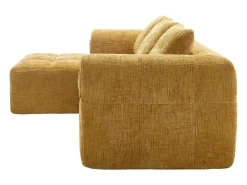 Sofá esquinero amarillo - Sofá recto con bolsillos de almacenamiento y 3 cojines - con chaise longue y reposabrazos