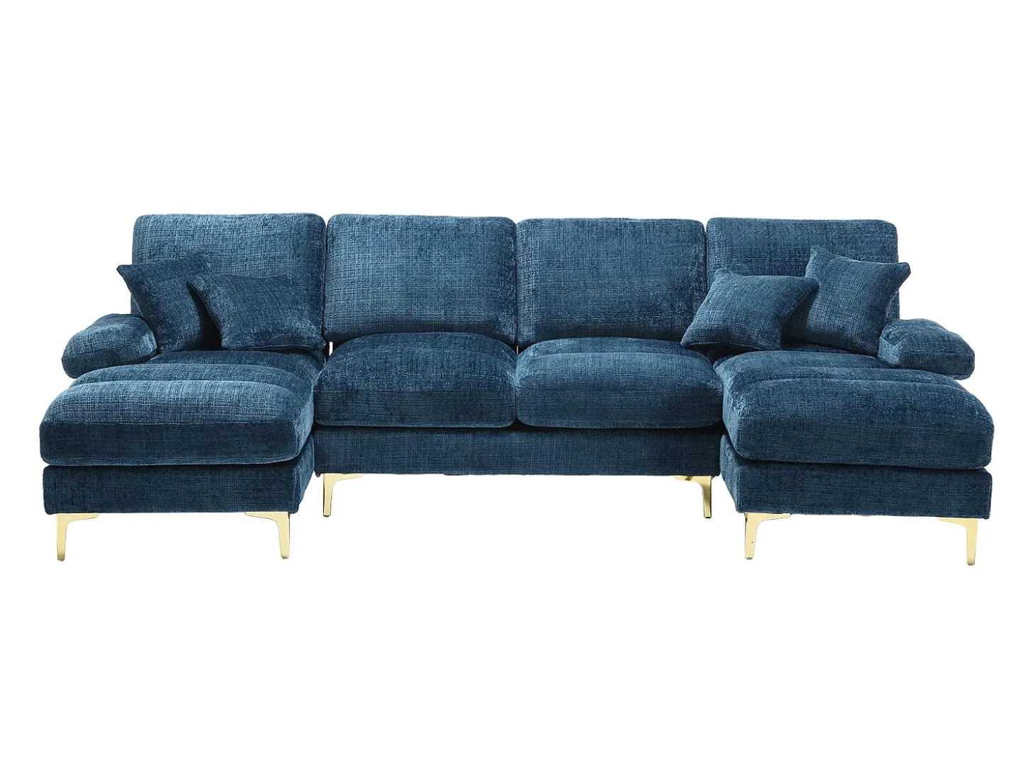 Sofá esquinero azul - Sofá de 4 plazas con asientos y cojines - para salón y dormitorio