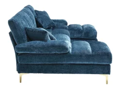 Sofá esquinero azul - Sofá de 4 plazas con asientos y cojines - para salón y dormitorio