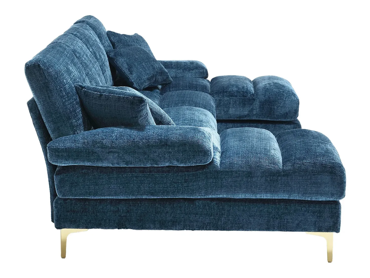 Sofá esquinero azul - Sofá de 4 plazas con asientos y cojines - para salón y dormitorio
