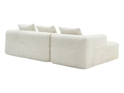 Sofá esquinero beige - Sofá recto con bolsillos de almacenamiento y 3 cojines - con chaise longue y reposabrazos