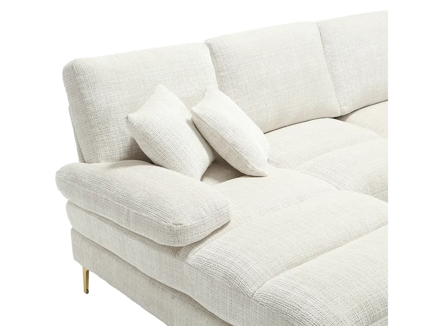 Sofá esquinero beige - Sofá de 4 plazas con asientos y cojines - para salón y dormitorio