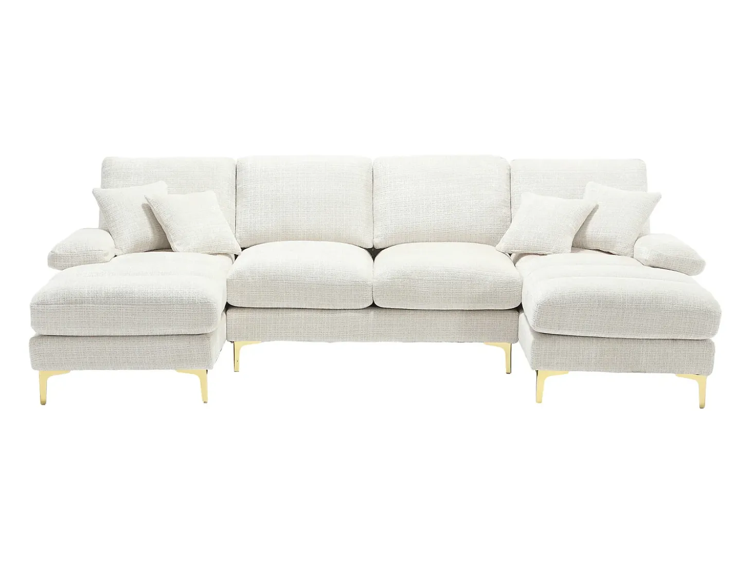 Sofá esquinero beige - Sofá de 4 plazas con asientos y cojines - para salón y dormitorio