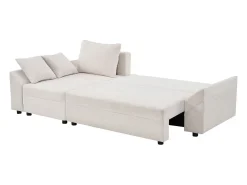 Sofá esquinero convertible y reversible "Vaugirard II" en tejido texturizado - 3 plazas - Beige