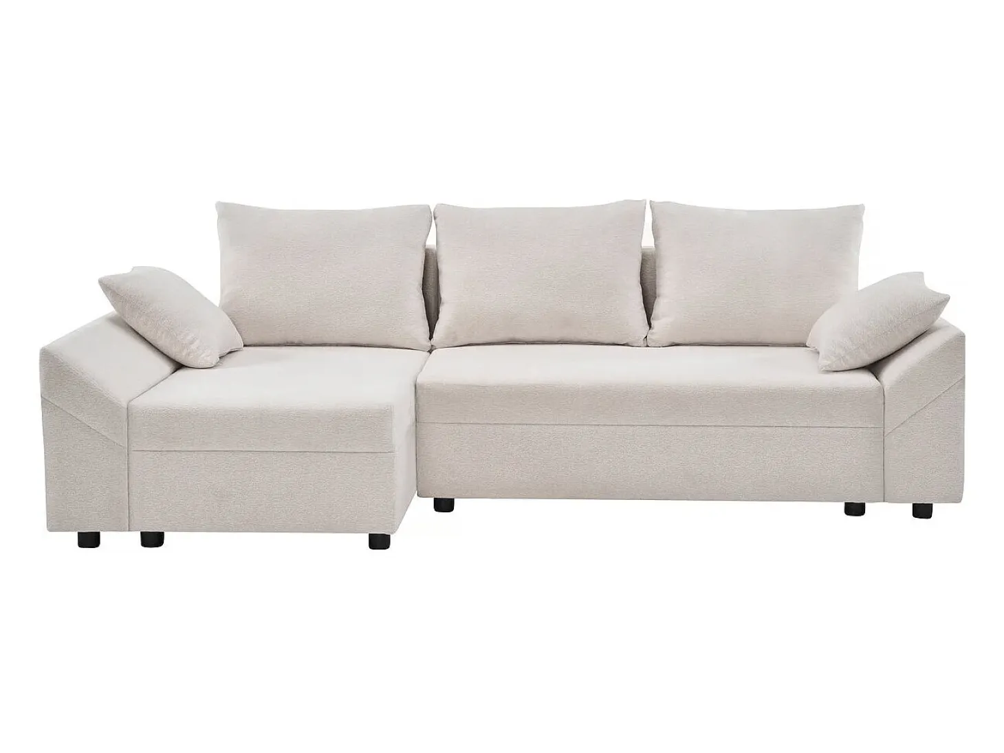 Sofá esquinero convertible y reversible "Vaugirard II" en tejido texturizado - 3 plazas - Beige