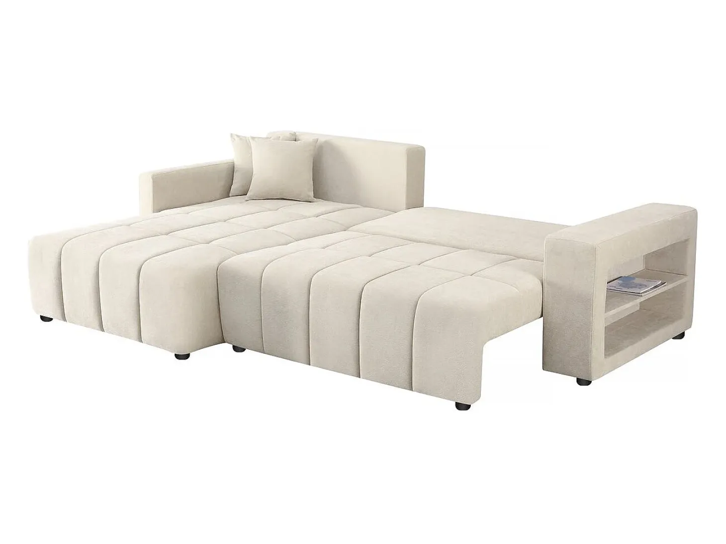 Sofá esquinero convertible de 3 plazas en tejido de chenilla - "Trocadero" - Beige