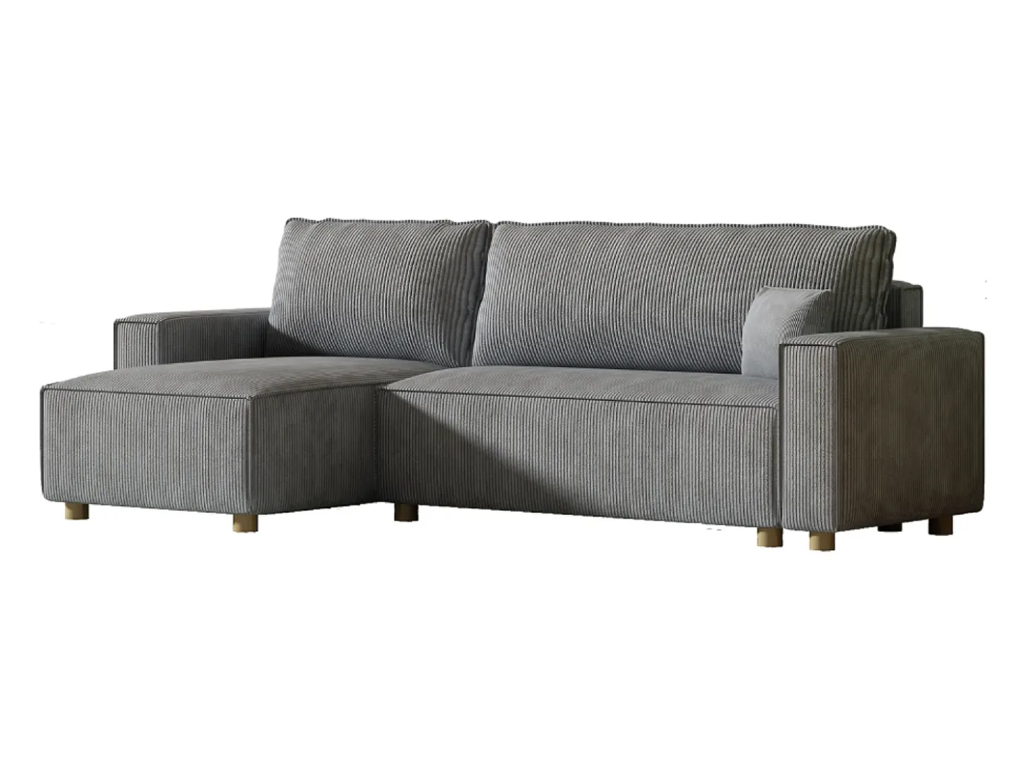 Sofá esquinero convertible en pana gris claro COSY