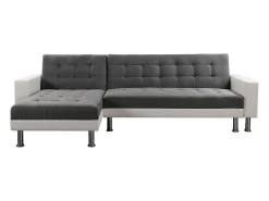 Sofá esquinero convertible y reversible "Theo" - 4 plazas - Blanco y gris