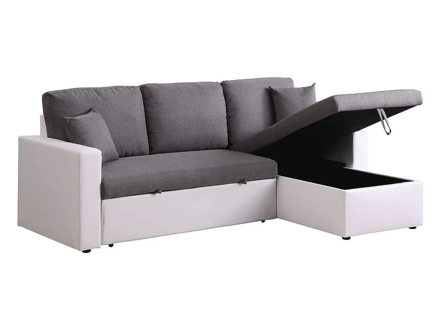 Sofá esquinero convertible "Alain" - 3 plazas - Gris / Blanco