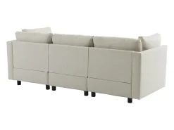 Sofá esquinero de 3 o 4 plazas, tapizado en forma de L, tejido de lino, 220 x 83 x 81 cm, color beige