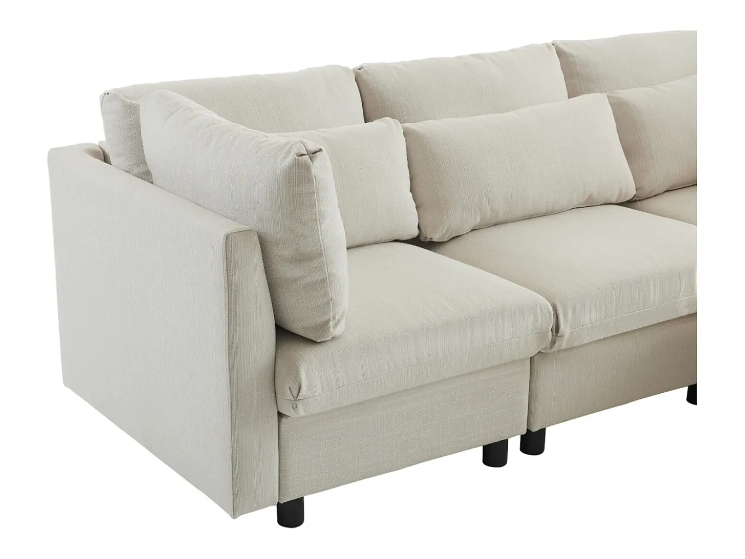 Sofá esquinero de 3 o 4 plazas, tapizado en forma de L, tejido de lino, 220 x 83 x 81 cm, color beige