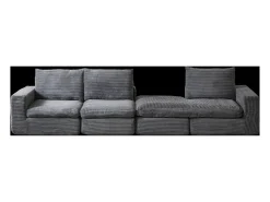 Sofá esquinero de 3 plazas con chaise longue y 3 cojines - Pana gris oscuro