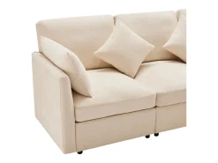 Sofá esquinero de 3 plazas - con reposapiés modular - chenilla - Beige