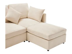 Sofá esquinero de 3 plazas - con reposapiés modular - chenilla - Beige