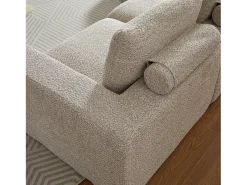 Sofá esquinero de 3 plazas con chaise longue y 3 cojines - Tejido chenilla beige