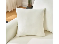 Sofá esquinero de 3 plazas en forma de L - Sofá cama con almacenaje y cojín - Tejido chenilla beige