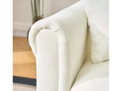 Sofá esquinero de 3 plazas en forma de L - Sofá cama con almacenaje y cojín - Tejido chenilla beige