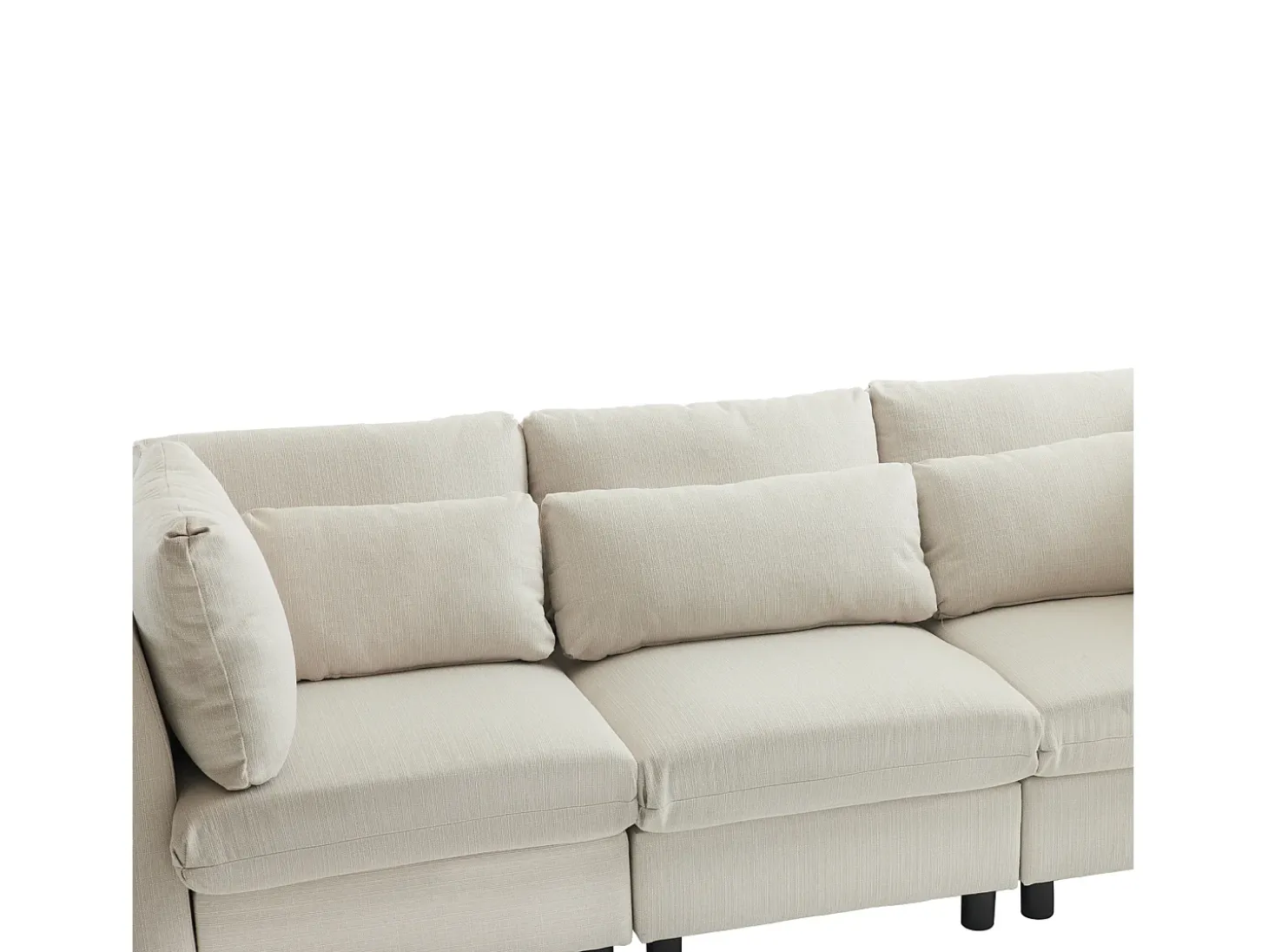 Sofá esquinero de 3 plazas con reposapiés - tejido de lino - muebles de salón - sofá moderno en beige