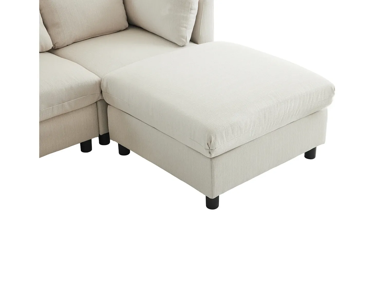 Sofá esquinero de 3 plazas con reposapiés - tejido de lino - muebles de salón - sofá moderno en beige