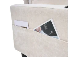 Sofá esquinero derecho - Sofá con 2 portavasos y cargador USB - lino beige