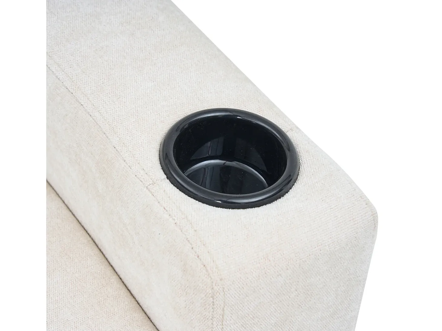 Sofá esquinero derecho - Sofá con 2 portavasos y cargador USB - lino beige