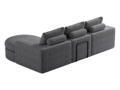 Sofá esquinero gris - Sofá de 3 plazas con 3 cojines y 2 reposacabezas - chenilla