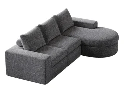 Sofá esquinero gris - Sofá de 3 plazas con 3 cojines y 2 reposacabezas - chenilla