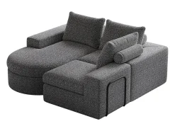 Sofá esquinero gris - Sofá de 3 plazas con 3 cojines y 2 reposacabezas - chenilla