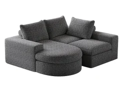 Sofá esquinero gris - Sofá de 3 plazas con 3 cojines y 2 reposacabezas - chenilla